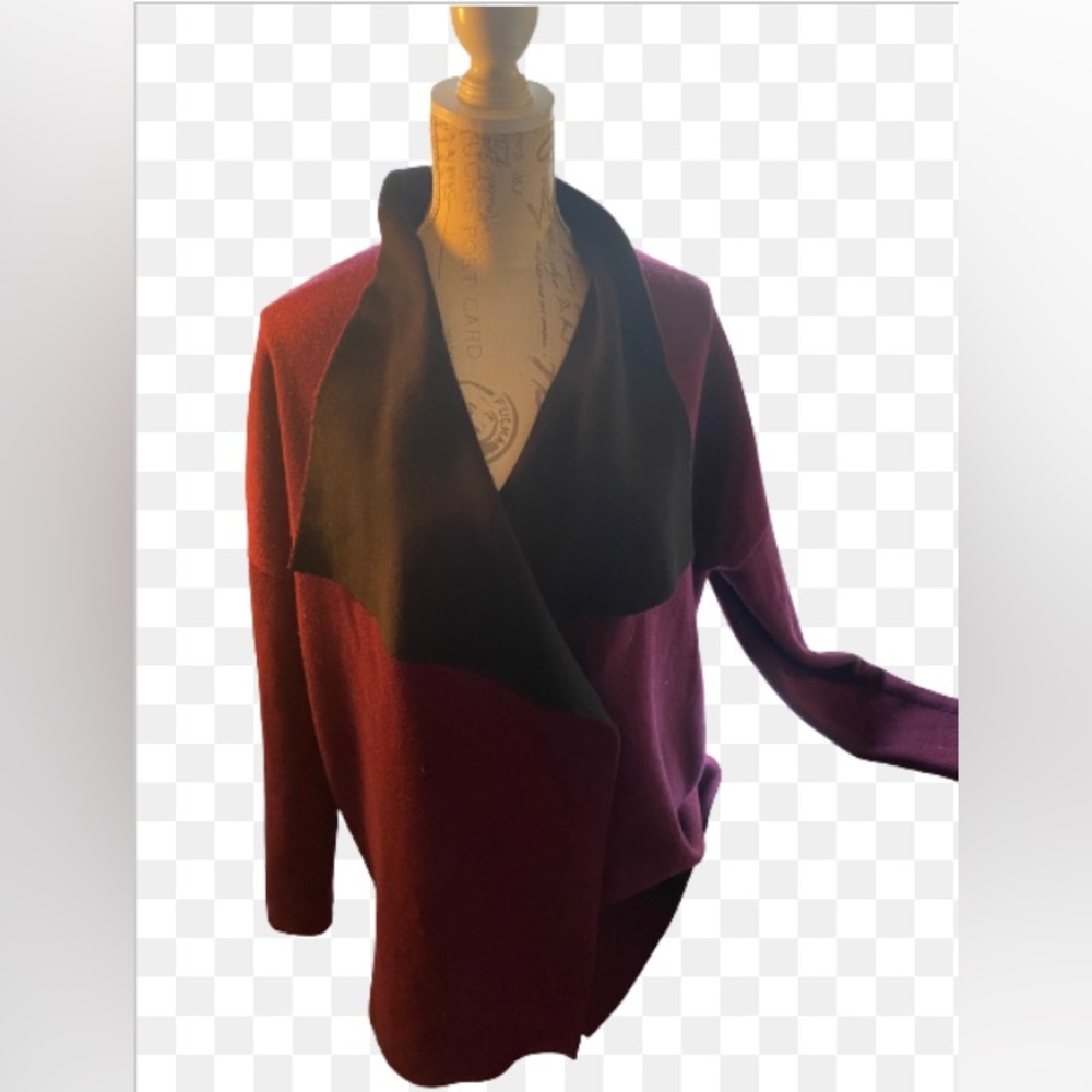 Catherine Malandrino Wool Blend Sweater XL - burgundy and black